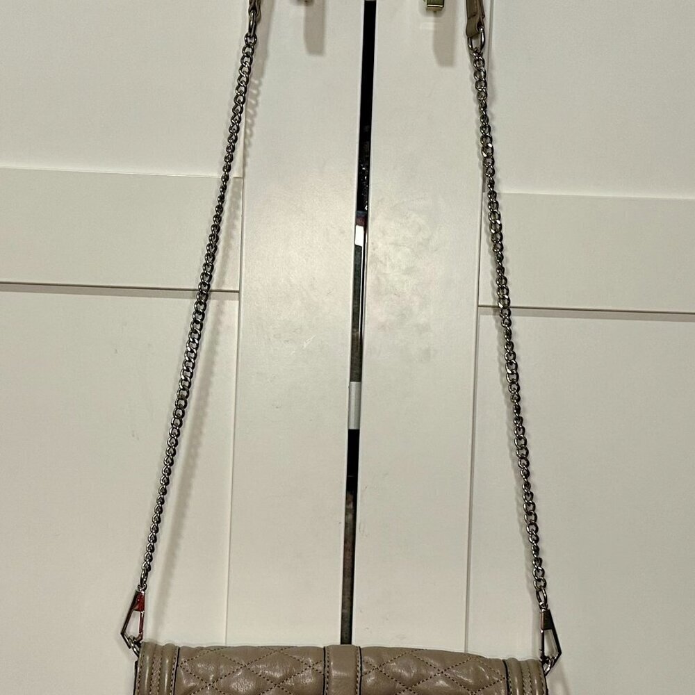 Rebecca Minkoff Leather Love Clutch Handbag WOC Mink Chain Strap - Picture 3 of 9